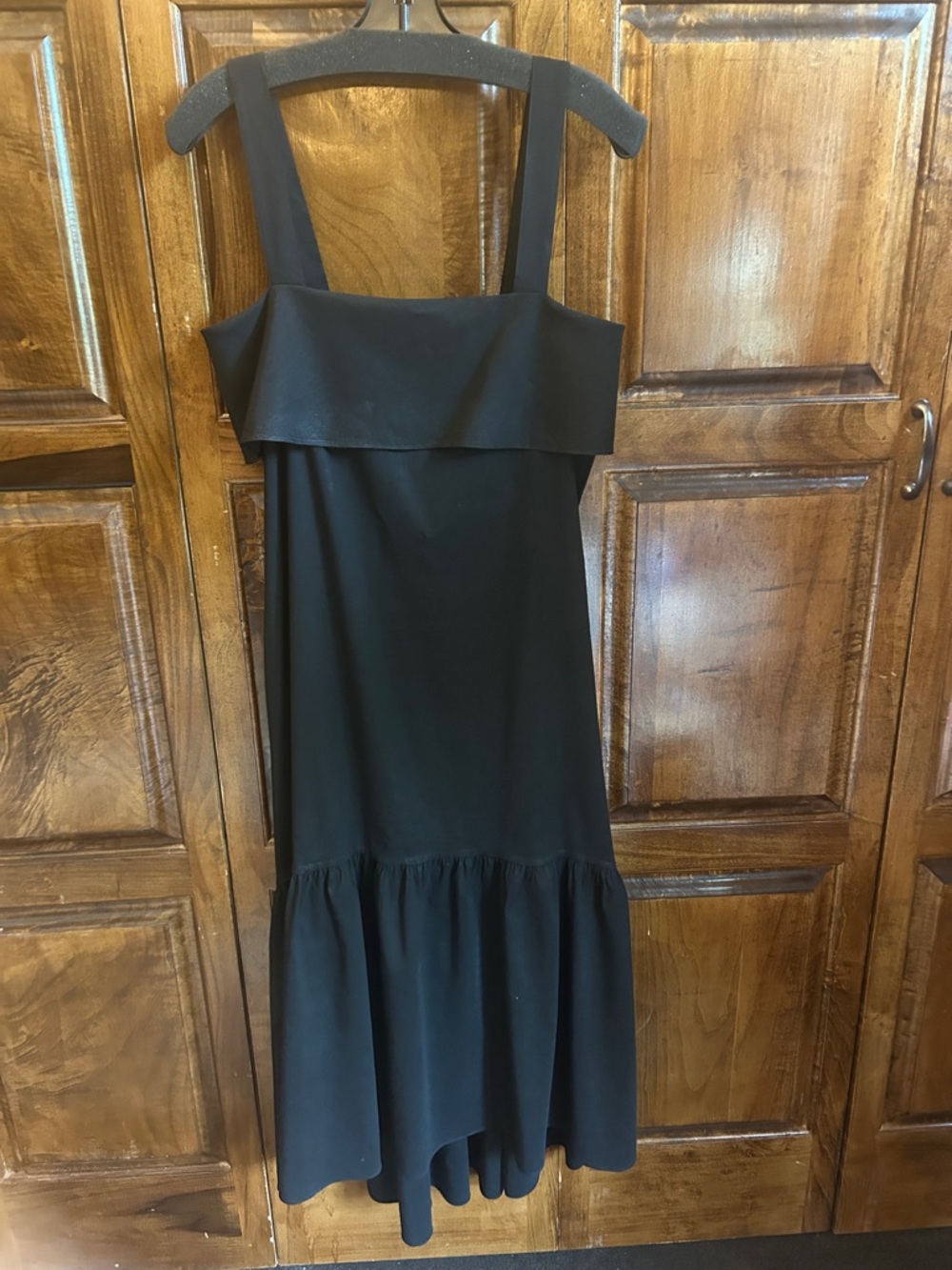 Theory Black Midi Dress with Ruffle Hem
